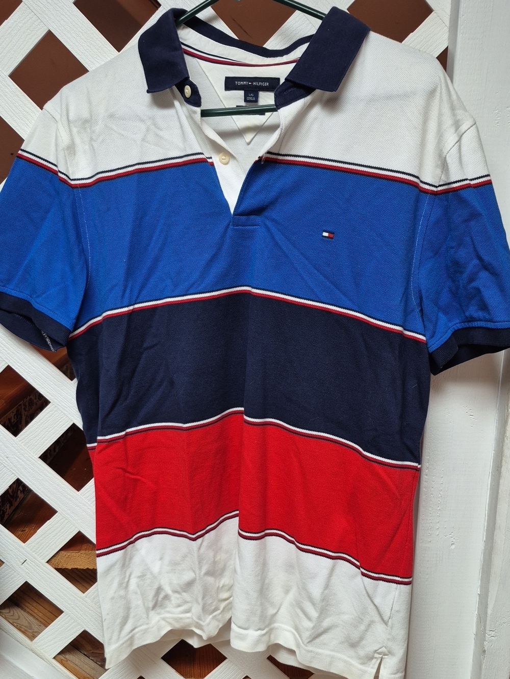 Tommy Hilfiger Men's Striped Polo Shirt - Blue/Navy/Red/White